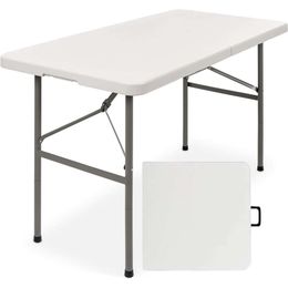 AM the America Store - Plastic Folding Table, Heavy Duty Portable Indoor and Outdoor with Handle, Lock for Picnic, Party, Camping (4 Feet, White)