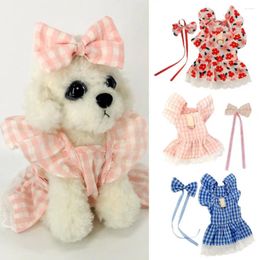 Dog Apparel Pet Dress Floral Pattern Pleated Hemming Vest Puppy Flying Sleeve Clothes For Spring