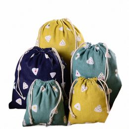 simple Printed Cott Drawstring Pouch Packaging Bag for Shoes Jewelry Christmas Gift Bag Travel Storage Pouch W1Sy#