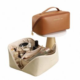 large-capacity Makeup Bag Leather Cosmetic Bag Women Multifuncti Toiletries Organizer Portable Travel Waterproof Storage Case c4hK#