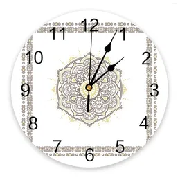 Wall Clocks Moroccan Mandala Flower White Clock For Modern Home Decoration Teen Room Living Needle Hanging Watch Table