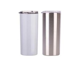 20OZ white blank sublimation skinny tumbler powder coated vacuum insulated straight mug DIY tall skinny cups with lid4062963