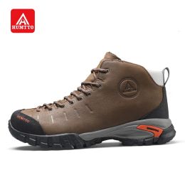 Boots Humtto Waterproof Hiking Boots for Men Women Outdoors Walking Climbing Shoes Rubber Nonslip Cow Leather Trekking Mens Sneakers