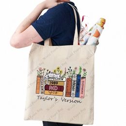 taylor's Versi Pattern Beige Tote Bag, Shop Bag, Taylor Merch Canvas Casual Shoulder Bag, Christmas Birthday Gift r7gJ#