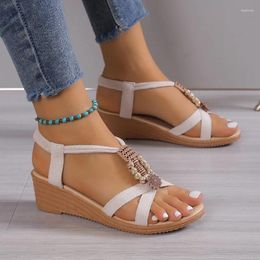 Sandals Women Solid Colour Wedge Ankle Buckle Non Slip Gladiator Shoes Woman Fashion Chunky Platform Sandalias Mujer 2024