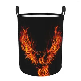 Laundry Bags Waterproof Storage Bag Fire Burning Phoenix Household Dirty Basket Folding Bucket Clothes Organizer