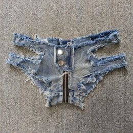 Women's Shorts 24ss Sexy Ultra Low Waist Denim Jeans Summer Hollow Out Zipper Ropa Mujer S-xl