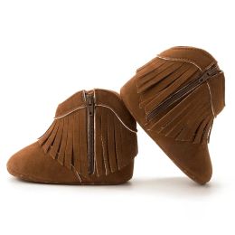 Meckior Baby Booties Vintage Tassel Anti-slip Sole Winter Warm Baby Boys Girls Shoes Snow Booties First Walkers Infant Shoes
