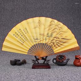 Decorative Figurines Hand-painted Landscape Folding Fan Craft Silk Gift High-end Box Men's Outdoor Travel Hand Home Daily