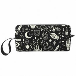 halen Witchcraft Witch Cosmetic Bag Women Cute Big Capacity Occult Witchy Magic Makeup Case Beauty Storage Toiletry Bags F22o#