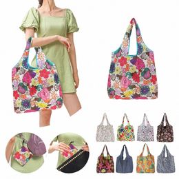 big Eco-Friendly Folding Shop Bag Reusable Portable Shoulder Handbag for Travel Grocery Fi Pocket Tote r8HV#