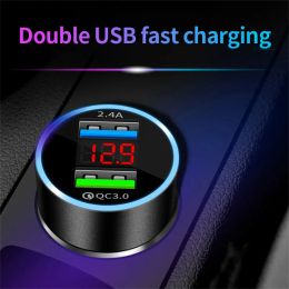 1/3PCS Dual USB Car Charger Adapter Car Cigarette Lighter LED Voltmeter For All Type Mobile Phone Charger Smart Dual USB Fast