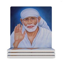 Table Mats Sai Baba Ceramic Coasters (Square) Set Cute Customized Pot Stand