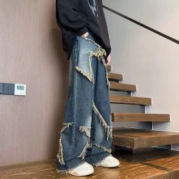 2024 New Streetwear Big Star Edge Jeans Cargo Pants Loose Plus Size Wide Leg Pants Harajuku Casual Denim Pants Men Clothing Y2K