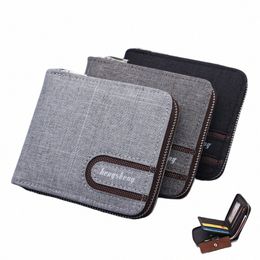 casual Men's Short Wallet Canvas Solide Short Wallets Men Zipper Vintage Male Purse Coin Pouch Multi-functial Cards Wallet S0q7#