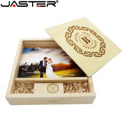 5 PCS LOT USB Flash Drives 128GB Wooden Box Photography Wedding Memory Stick 64GB Free Custom Logo Maple Photo Album Pen Drive