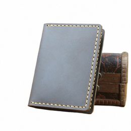 luxury Handmade Genuine Leather Busin Card Holder Men Leather Credit Card Case Small Women Card ID Holder Cover Wallet j0zu#