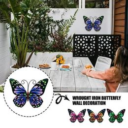 Garden Decorations Wall Pendant Rust-proof Wrought Iron Statue Artwork Ornamental Home Decor 3D Metal Butterfly For A0N8