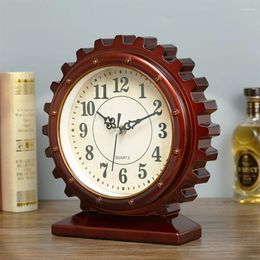 Table Clocks 8 Inches Vintage Clock Home Decor Living Room Bedroom Mute Plastic Crafts Desktop Watch Gift