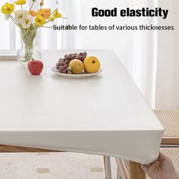 Waterproof Oilproof Tablecloth PVC Rectangle Table Mat Solid Color Elasticity Tablecloth Desk Protector Table Cover Nappe Mantel