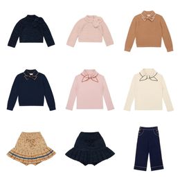 Korean Childrens Knitwear Sweaters Skirts For 2023 Autumn Winter Baby Girls Boys Warm Pullover Sweater T Shirts Pants Clothings 240318