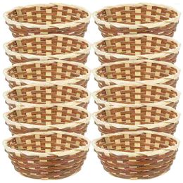 Dinnerware Sets 12 Pcs Steamed Buns Pastry Basket Woven Household Fruits Kitchen Wicker Home Decor Baskets Bamboo Multipurpose Storage Round