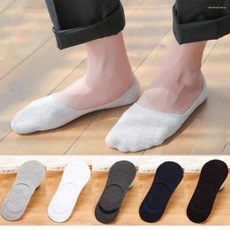 Men's Socks 5 Pairs Men Cotton Boat Solid Color Silicone Non-slip No Show Summer Breathable Invisible Casual Fast