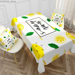 Table Cloth Summer Lemon Fruit Rectangle Tablecloth Kitchen Table Decoration Reusable Waterproof Tablecloth Holiday Party Wedding Decoration Y240401