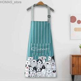 Aprons Apron Kitchen Waterproof and Oil proof Womens Fashion Cooking Home Work Clothing Net Red Adult Apron Canvas Cute Y240401