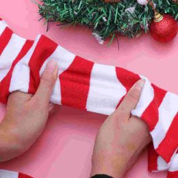 Christmas Red White Stockings Thigh High Striped Over Knee Socks for Women Girls - Free Size