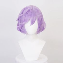 Wigs TwistedWonderland Epel Felmier Purple Ombre Blue Short Cosplay Wigs Heat Resistant Synthetic Hair Carnival Party + Wig Cap