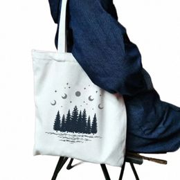 ladies Handbags Cloth Canvas Tote Bag Dark Forest Print Shop Travel Women Eco Reusable Shoulder Shopper Bags Bolsas De Tela J5YN#