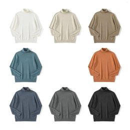 Men's Sweaters Solid Color High Collar Casual Basic Sweater Versatile Sheep Wool Knitted Pullover Spring And Autumn