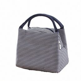 stripes Lunch Bag for Women Isothermal Bag Packaged Food Thermal Bags Thermo Pouch Kids Lunch Bag Refrigerator Mummy 00V2#