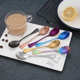 Spoons Gold Black Colour Creative Grade Stainless Steel Shell Spoon Cute Ice Cream Sugar Coffee Mixing Safety Health