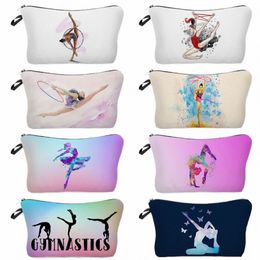 rhythmic Gymnastics Print Women's Cosmetic Bag Ballet Dancer Girl Makeup Organiser Casual Travel Toiletry Bag School Pencil Case 93JJ#