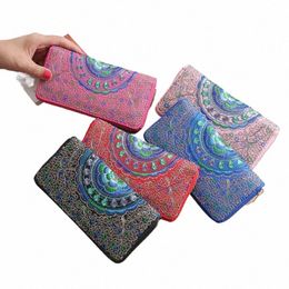 new Ladies Retro Embroidered Wallet Ethnic Style Hand Carry Single Pull Fabric Bag Clutch H2o1#