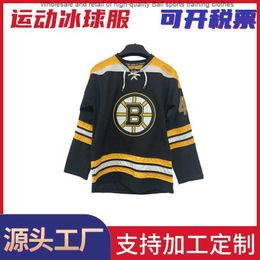 Olive Suit American Patchwork Embroidered Ice Hockey Competition Team Uniform V-neck Long Sleeved Loose Fitting Jersey