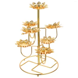 Candle Holders Ghee Lamp Holder Temple Candleholder Stand Metal Candlestick Lotus Rack Goods