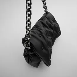 Bag Rock Thick Chain Clutch Shoulder Bags Women 2024 Punk Black Soft Leather Designer Handbag High Quality Evening Sling Flap