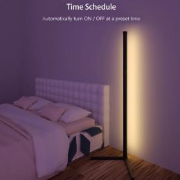 RGB Corner LED Floor Lamp Music Mood Lighting Sync Dimmable DIY Colors Scene Modes Gaming Light Timing Stand Lights for Bedroom