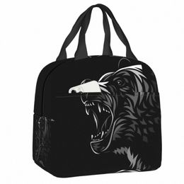 tribal Bear Insulated Lunch Bag for Women Men Leakproof Thermal Cooler Lunch Box Beach Cam Travel Picnic Food Tote Bags S8X3#