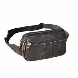 quality Genuine Leather men Casual Fi Travel Waist Belt Bag Chest Pack Sling Bag Design Bum Phe Cigarette Case Male 342-d 017c#