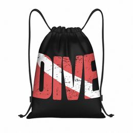 custom Vintage Scuba Diving Flag Drawstring Bag for Training Yoga Backpacks Women Men Diver Sports Gym Sackpack e19o#