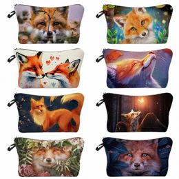 fi Carto Cosmetic Cases for Women Fox Anime Lovely Print Makeup Bag High Quality Storage Pencil Case Small Toiletry Bags B3Ld#
