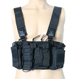 Multicam Tactical Molle Vest Ammo Chest Rig Removable Hunting Airsoft Paintball Gear Vest With AK 47/74 Magazine Pouch Accessory