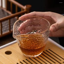 Cups Saucers Hammer Pattern Justice Cup Simple Household Heat-resistant Thickened Glass Tea Pitchers Kungfu Accessories Handwork