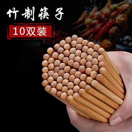 Chopsticks 10 Pairs Handmade Natural Bamboo Wood Reusable Hashi Sushi Stick Gift Tableware Korean Spoon Set