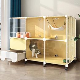 Cat Carriers Simple Modern Iron Mesh Cage Indoor House Integrated With Toilet Super Large Space Pet Supplie Fence Villa