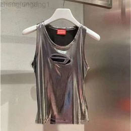 Desginer Diesal t Shirt Diesel High Version~~die2024 Early Spring New Silver Hollowed Out American Spicy Girl Top Womens Camisole Vest